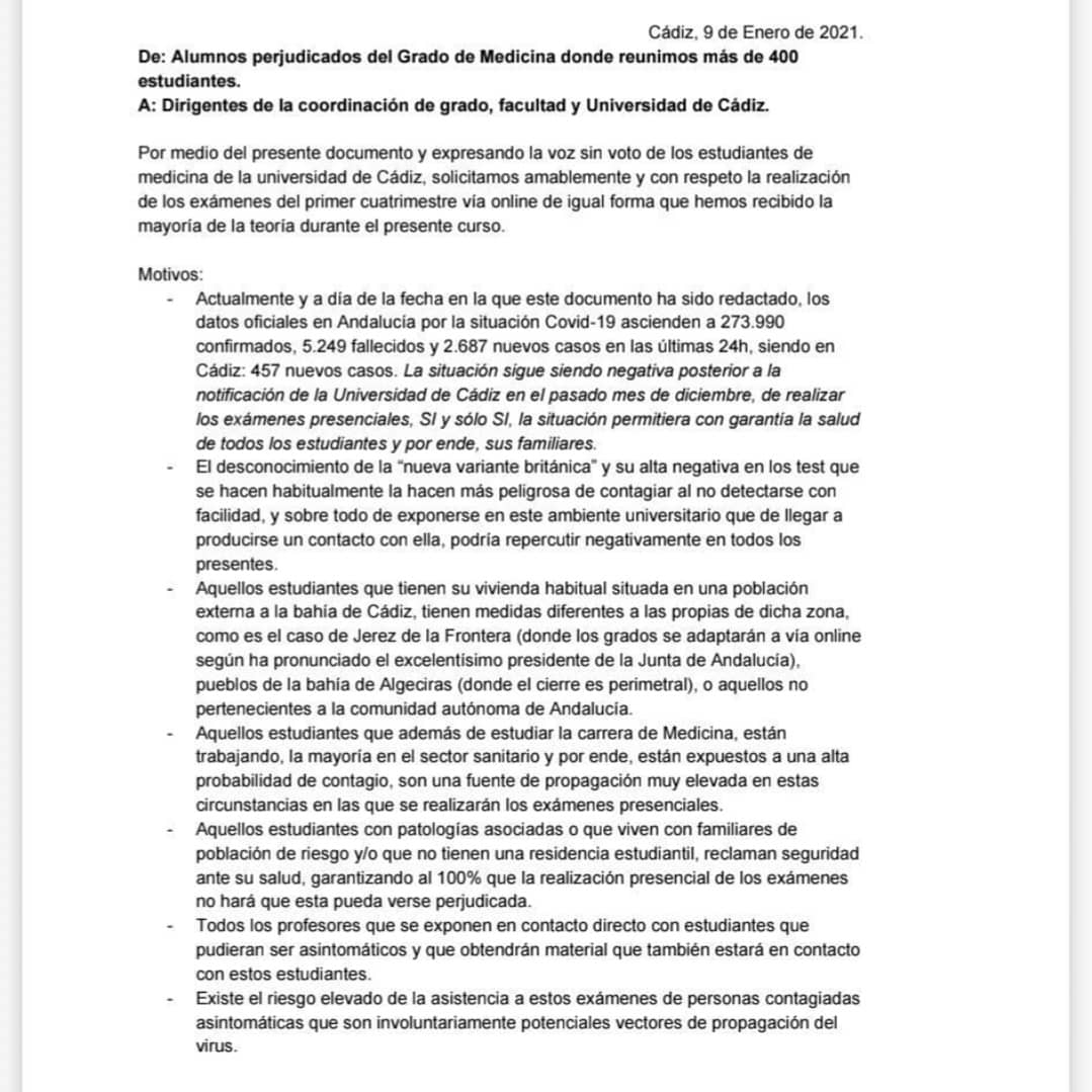 AlarmaUca's tweet photo. Nos mandan este comunicado desde un grupo de más de 400 alumnos y alumnas de la facultad de medicina.
#AlarmaUca
#ExamenesOnlineYa https://t.co/zpzkJk1ubB