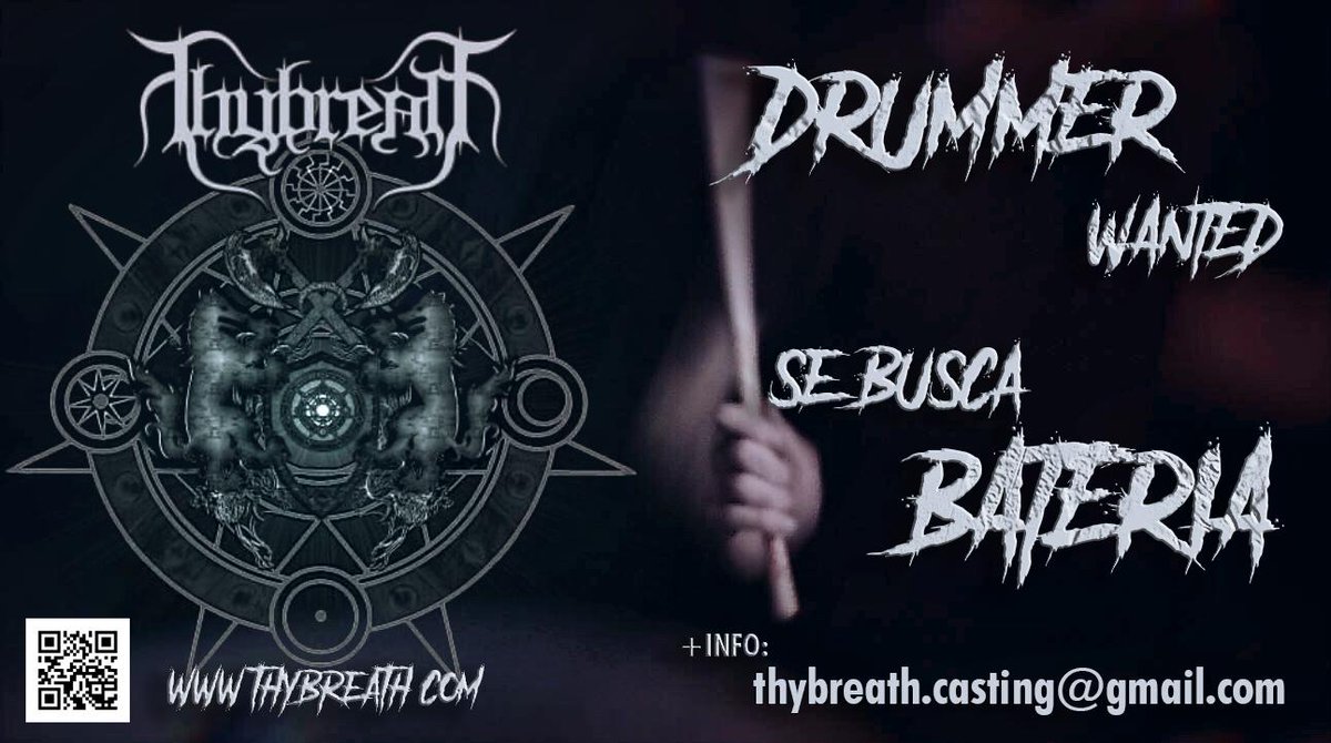 Seguimos con el casting de baterias...si estas interesado...
Thybreath.casting @gmail.com.
#thybreathofficial #drummers #drummer #baterias #bateriatama #bateriasonor #platos #sticks #baquetas #Madrid #grupomusica #SeBusca #doblebombo