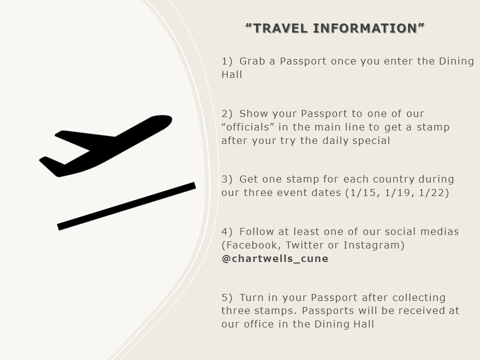 Chartwells_CUNE's tweet photo. Happy Thursday, Bulldogs!

Tomorrow morning we start our journey through different cultures and their culinary. Follow our Instagram page (@chartwells_cune) for more information. BIG prizes are on the line!

#snapcune #abroadbreakfast #lovechartwells #cunedining https://t.co/n16fHt0CZ9
