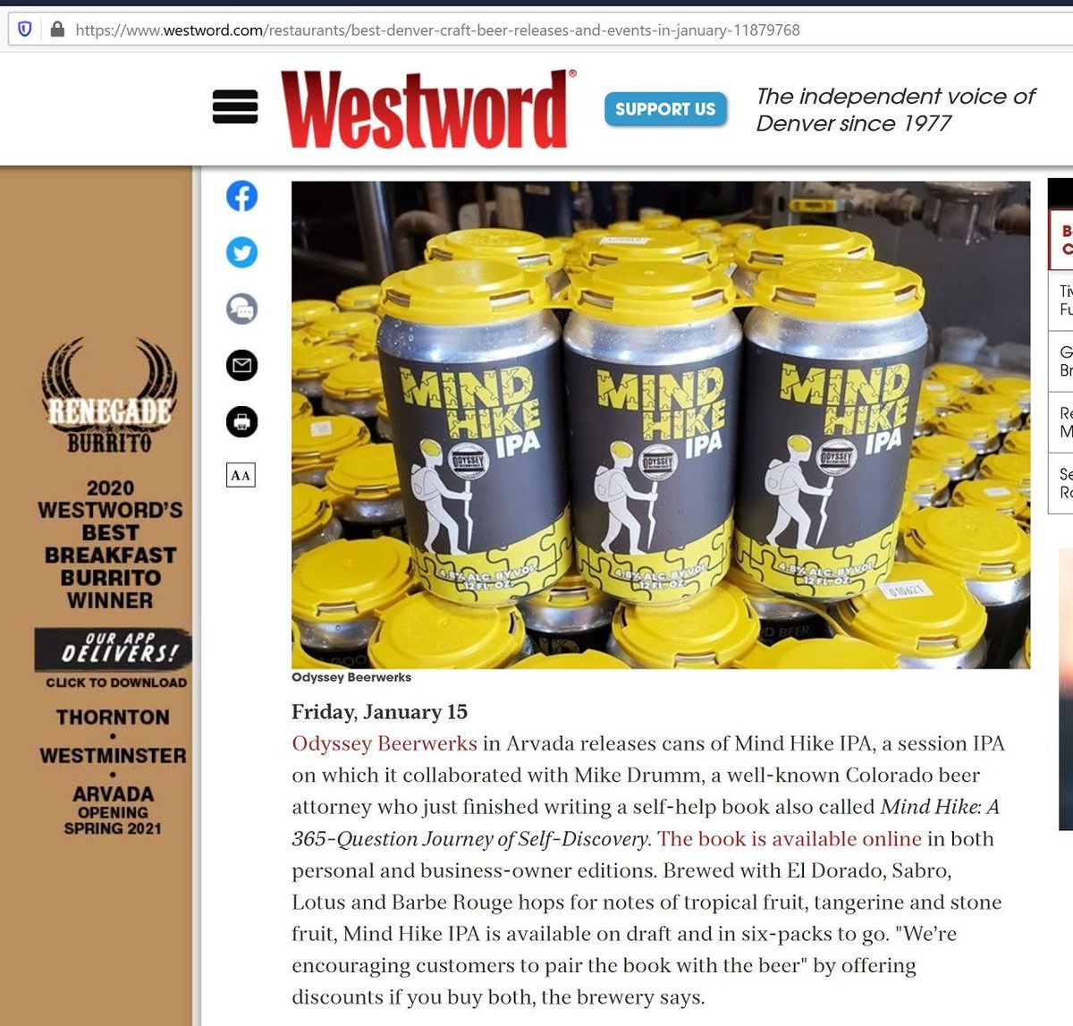 What's better than Beer and Books? Beer and books with a discount! 

#OdysseyBeerwerks #BeerAttorney #DrummLaw #MindHikeJourney #arvadacolorado #craftbeer #coloradocraftbeer #ipa #beerandbooks #denverwestword #westword #craftbeer #craftbrewing