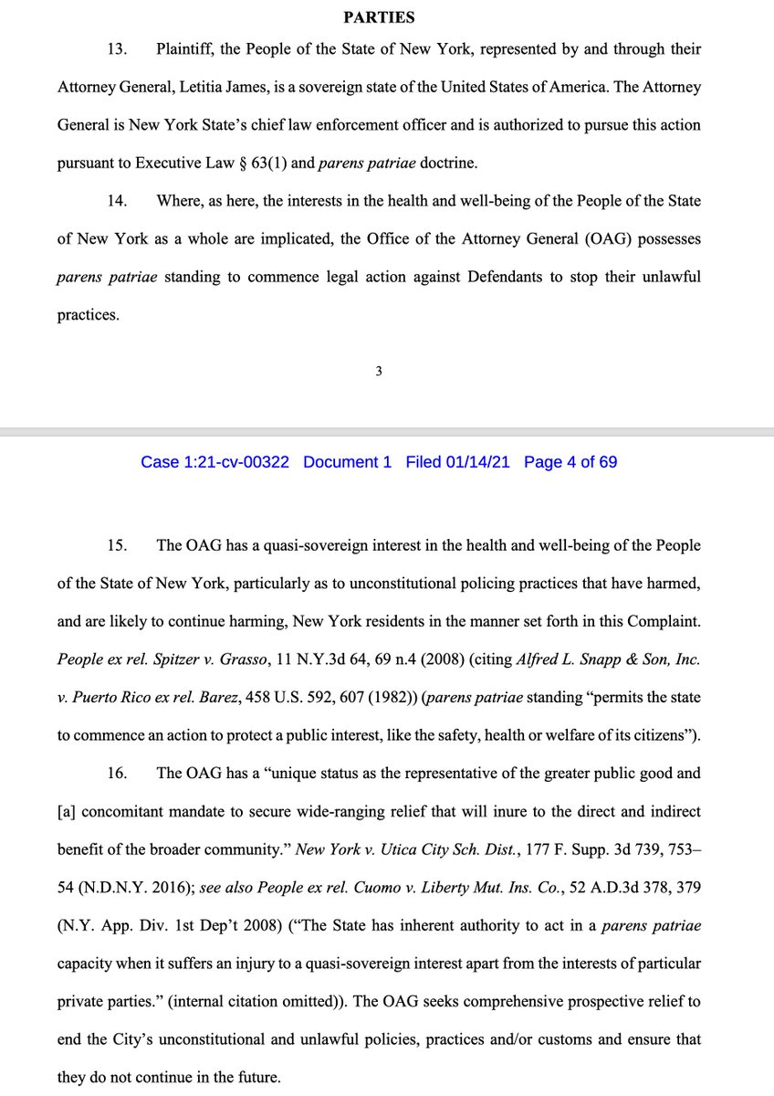 Relatedly, the AG does not represent any individual client(s), but rather, the "People of the State of New York", by virtue of the AG's official authority as New York State's chief law enforcement officer and the OAG's "quasi-sovereign interest in the[ir] health and well-being"