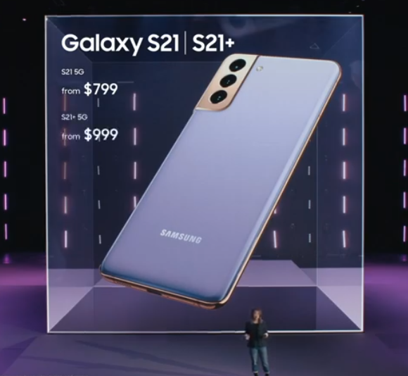 The Galaxy S21 starts in the sweet spot for premium smartphones: $799.  @samsung is undercutting Apple, and, in the U.S., carriers will happily subsidize that further if you switch or trade-in a recent device.  #SamsungUnpacked  