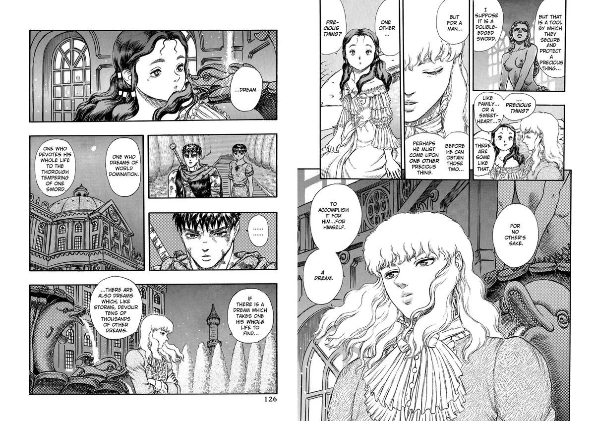 But while Griffith forgot/never understood their motives, he did understand that his dream comes at the cost of the dream of others. His speech to Charlotte shows the separation for Griffith between the ones that pursue their dreams relentlessly at any cost and the ones who...