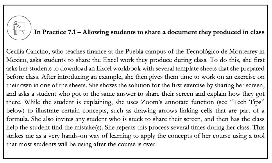 5/ Get your students to show you and their classmates the work they did during class, and use Zoom’s annotate function to provide live feedback on their work. @CeciCancino from  @TecdeMonterrey shared how she does this with her students...