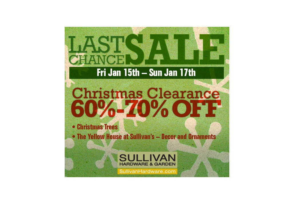 Last Chance Christmas Clearance. 60% - 70% OFF. - mailchi.mp/sullivanhardwa…