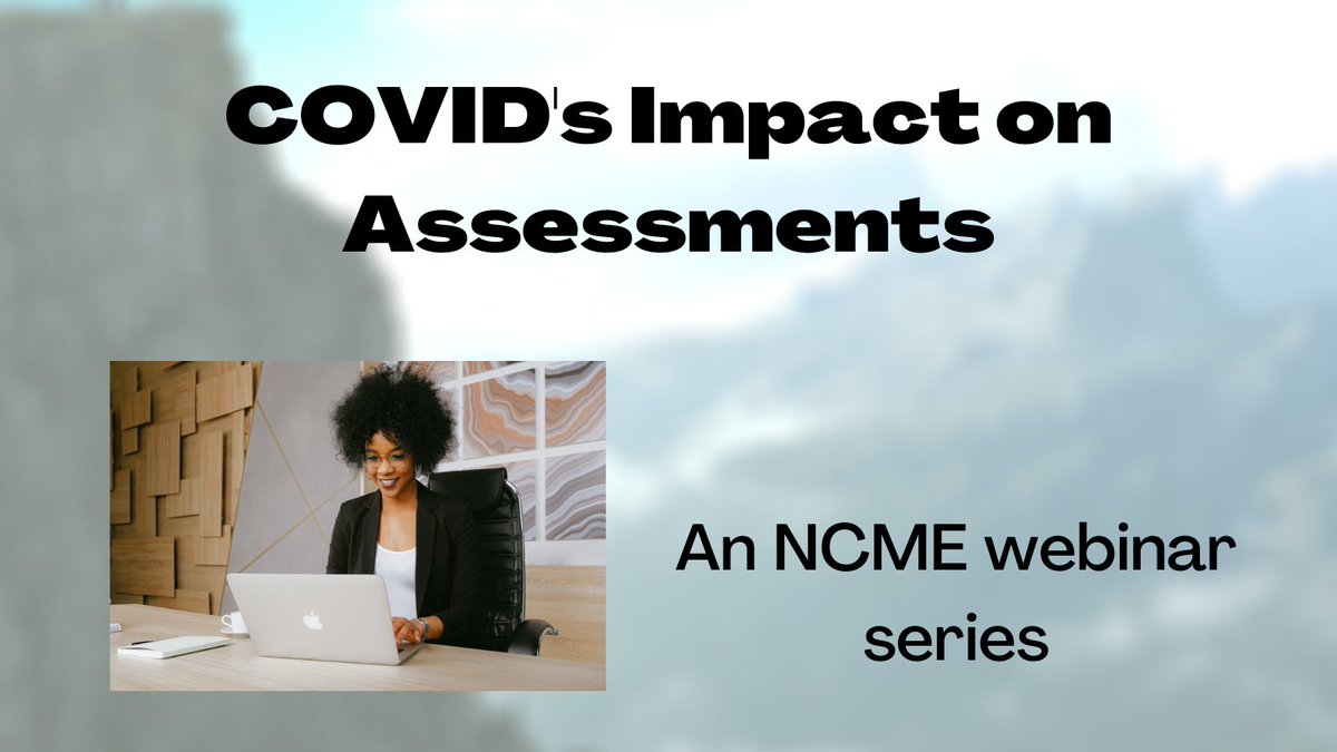 NCME is offering 10 webinars related to "COVID’s Impact on Assessments". All webinars offered Thursdays 3:30-5:00 EST. See the full list and register here:
ncme.org/meetings/covid… <a href="/AERA_Div_D/">AERA Division D</a> <a href="/TestPublishers/">ATP</a> <a href="/pmetricsoc/">Psychometric Society</a> #ncme21