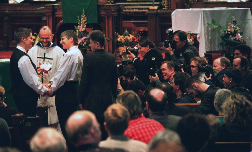 Local, national and international new organizations attended the wedding such as Agence France Press, Reuters, Associated Press, Time, Newsweek, Salon Magazine, Mother Jones, a Japanese television crew and even the Christian Broadcast Network.  https://www.thestar.com/news/gta/2021/01/14/from-the-archives-tears-kisses-and-a-standing-ovation-as-two-gay-couples-tie-the-knot-and-make-history.html