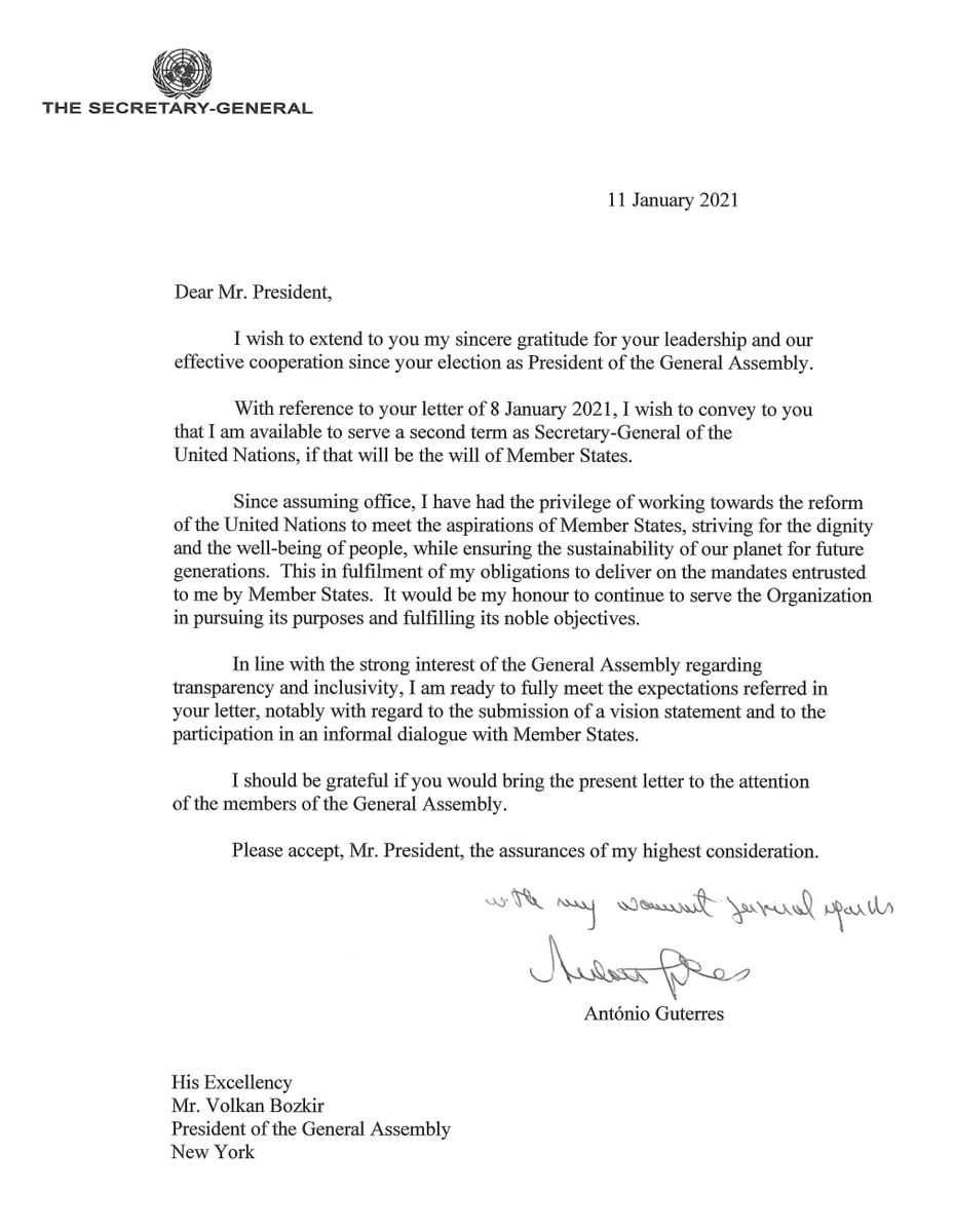 1 for 7 Billion is delighted that  @antonioguterres has committed to this - building on his engagement with the process last time, including in events organised by civil society. @UNAUK