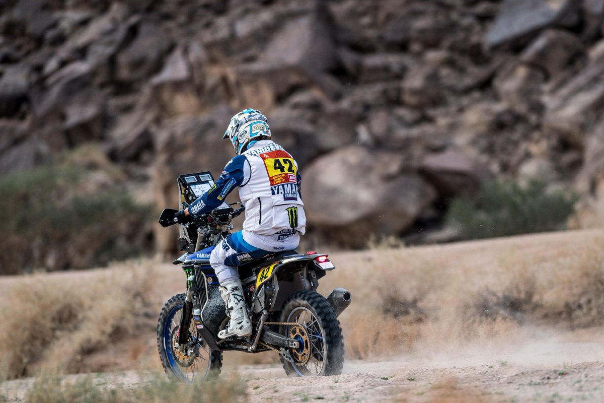 yamaharacingcom's tweet photo. .@A_Vanbeveren moves up to 8th overall at the 2021 @Dakar Rally! Read more: https://t.co/AJMeki4C21 https://t.co/Jr9WM0UqLA