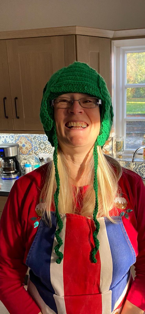 Downing_P's tweet photo. @Vicky_Green1 My daughter is recently self taught and crocheted us all a Xmas hat for our Xmas day walk with the dog. I was a sprout!! Wishing you the best of everything in Malta Vicky. https://t.co/8pY01iMj3Q