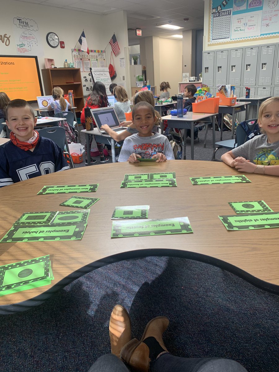 Exploring examples and non examples of halves, fourths, and eighths! #walstars #misd