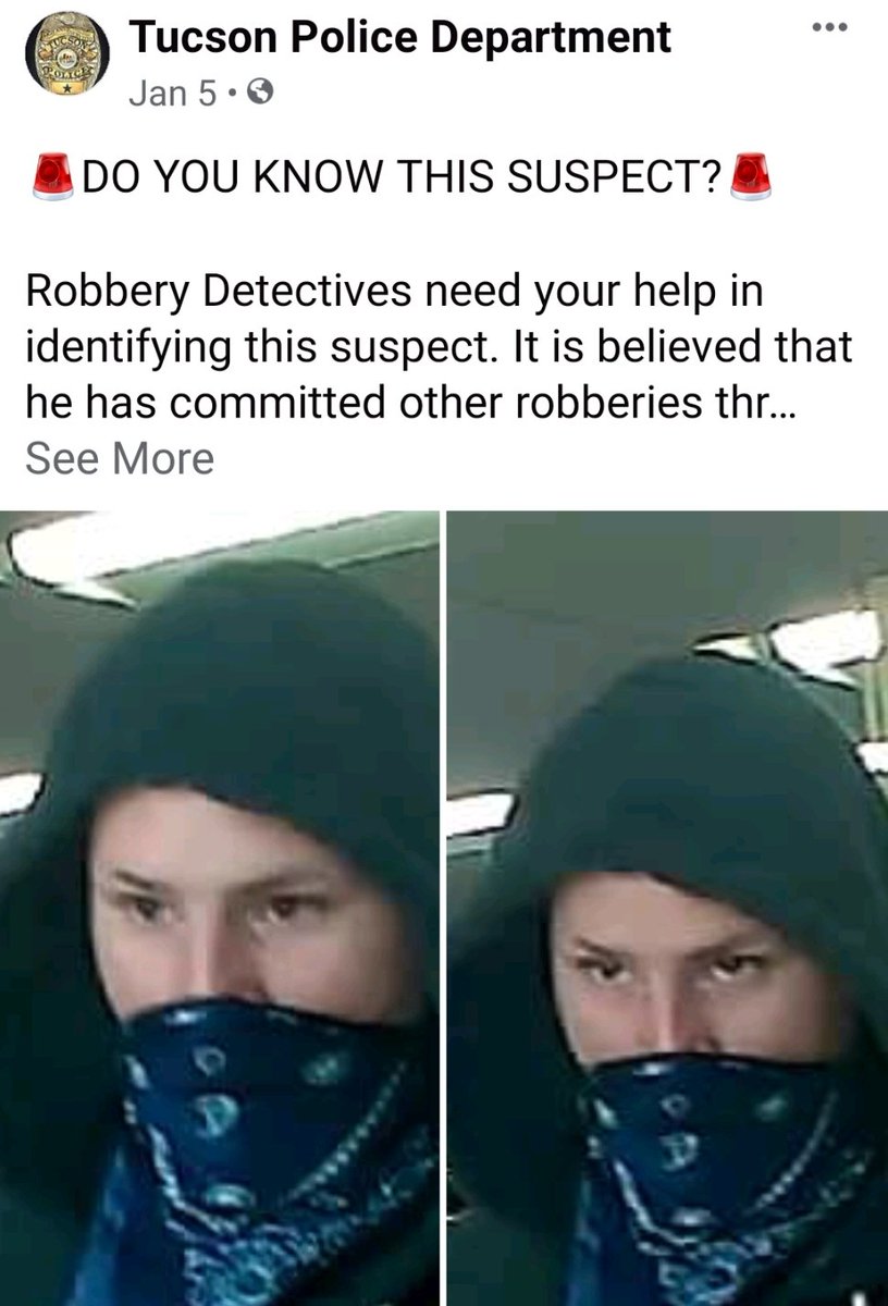 ofcrmagos's tweet photo. 🚔SUSPECT ARRESTED🚔

On 1/5/21 we asked for your help in identifying this suspect. Since then Robbery Detectives were able to identify the suspect as Raul Torres (23). Midtown Division CRT Officers took him into custody yesterday without incident. Thank you Tucson! 👏🏼👏🏼👏🏼 https://t.co/MEmXmd0xyn