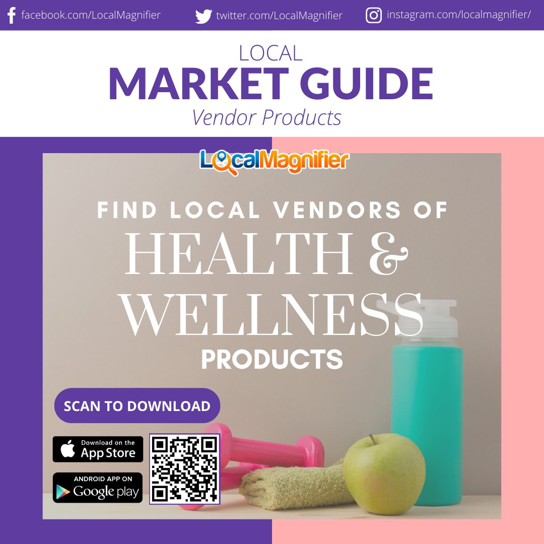LocalMagnifier's tweet image. Find Local Health and Wellness products in #LocalMagnifier &apos;s Market Guide.

#MarketGuide #vendorproducts #healthandwellness #health #wellness #community