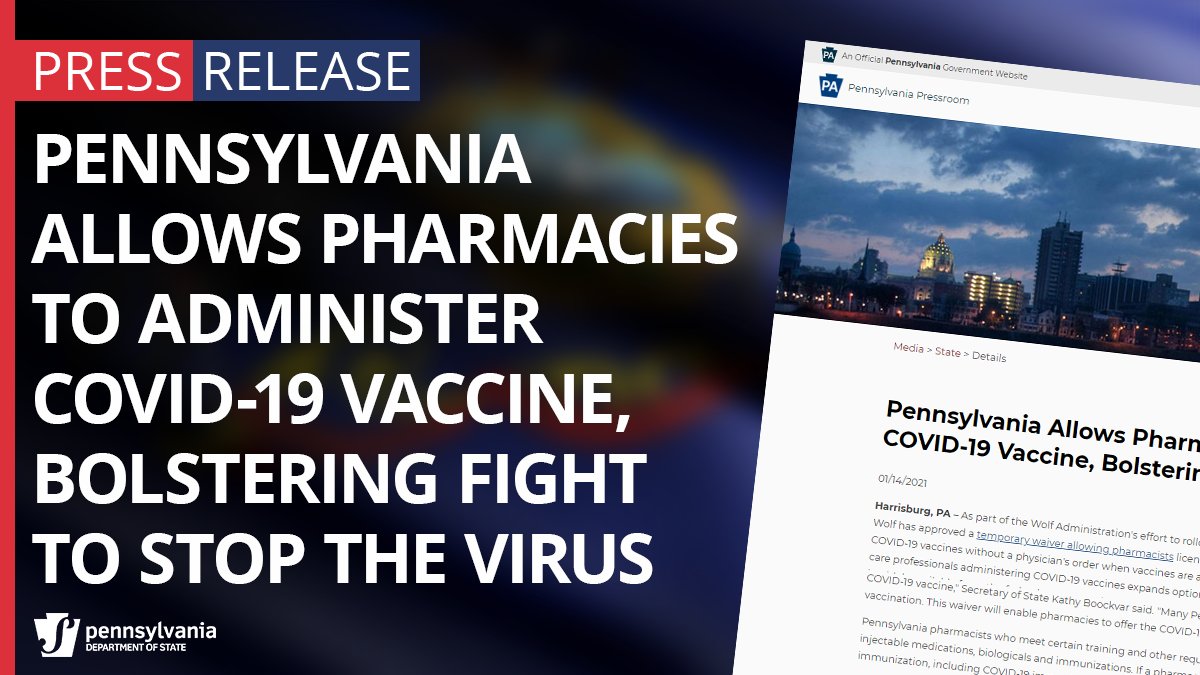 PA Allows pharmacies to administer covid-19 vaccine, bolstering fight to stop the virus