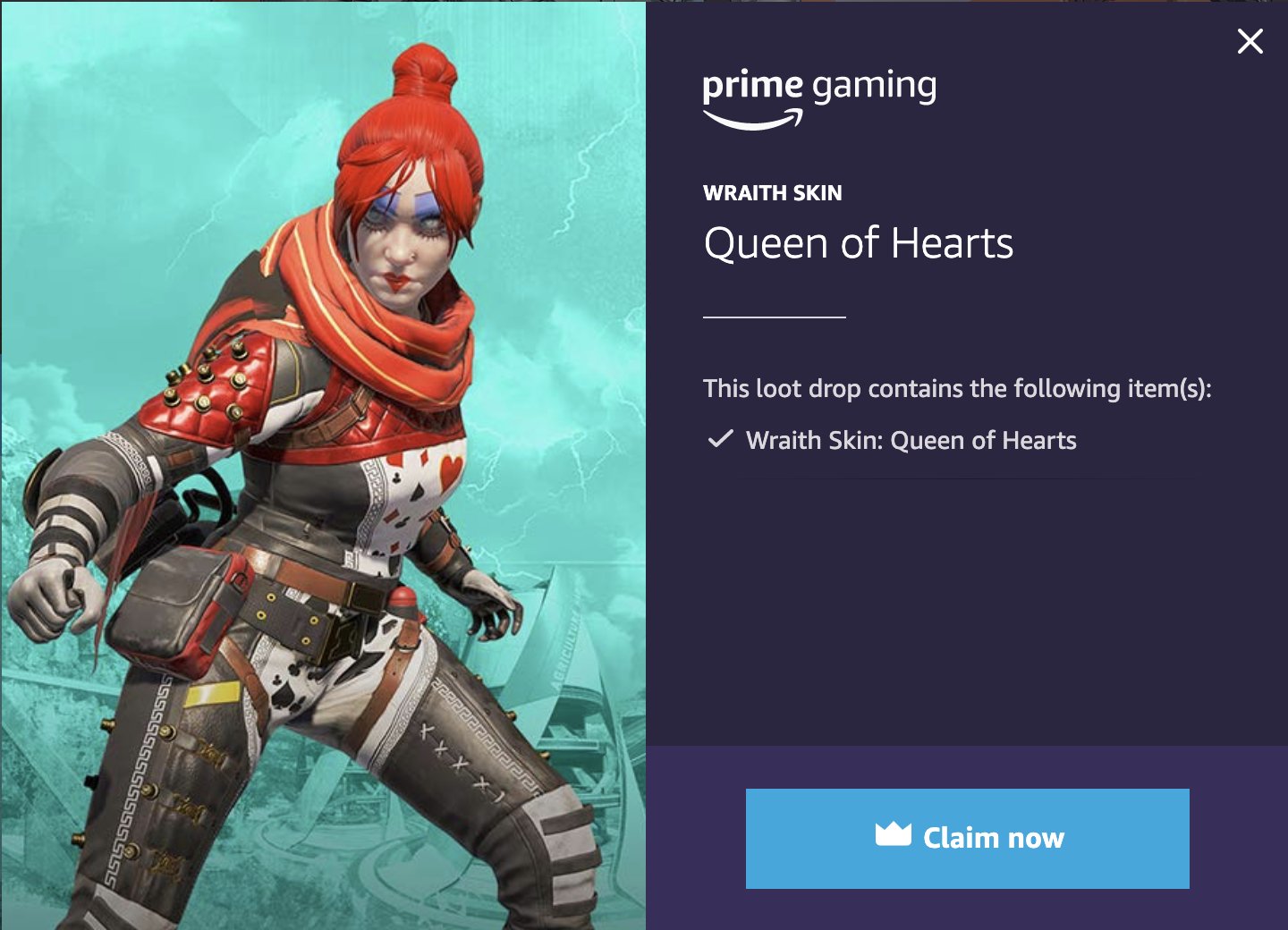Apex Legends News Wraith S Queen Of Hearts Skin Is Available Now For Twitch Prime Gaming Members T Co Zutpf00mpm T Co Hbitkvpynh Twitter