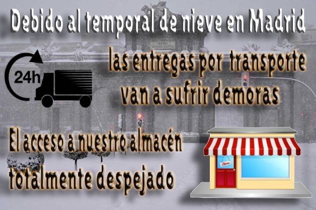 Dusselled's tweet photo. Informamos a nuestros clientes que debido al temporal ❄ de Madrid el transporte de los pedidos🚛 pueden sufrir retrasos. 
✅ El acceso a nuestro almacén🏬 está despejado.
🌐 https://t.co/OBmuVpDjyG o 📧 info@dusselled.es
#Dusselled #iluminación #LED #Madrid #LED7 #pasatealled https://t.co/goGqUBWSGA