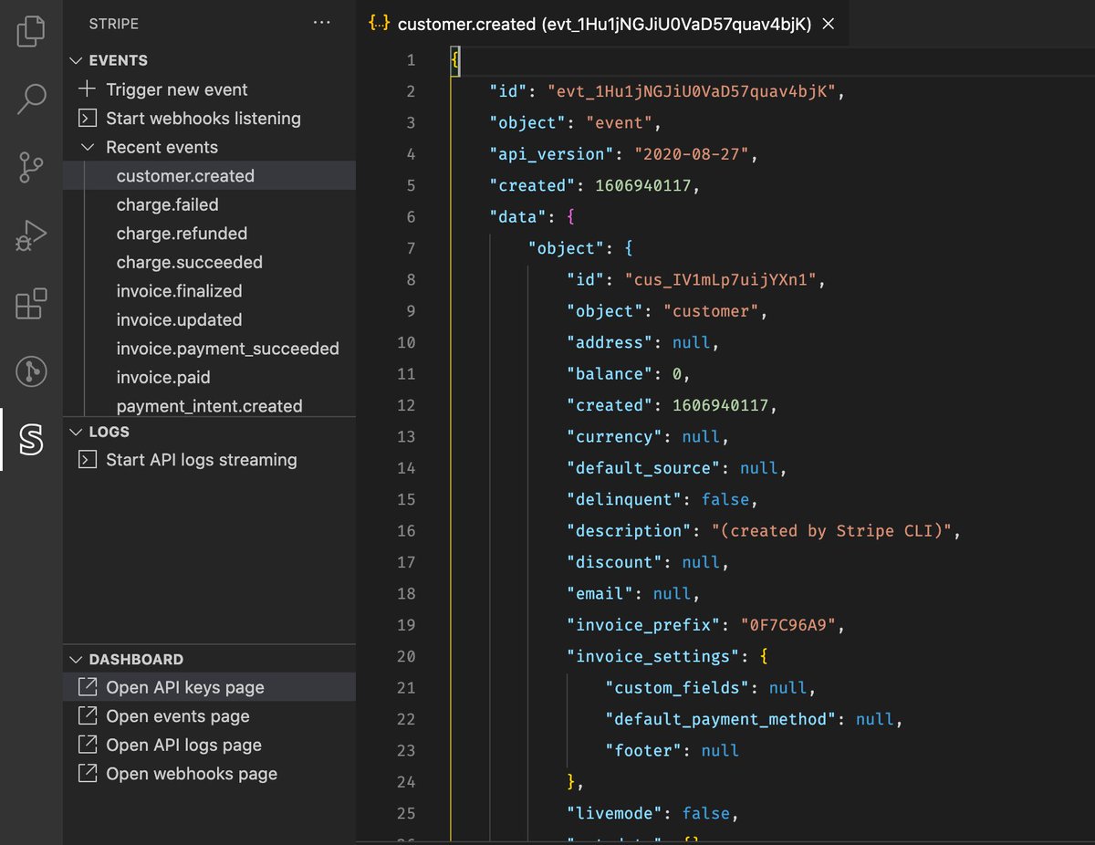  Sometimes when you’re integrating events, it's hard to know what the payloads will look like. You can now see the most recent events, and we’ll fetch the full event payload as JSON if you click on it, so you can easily see the properties — all without leaving the editor! 