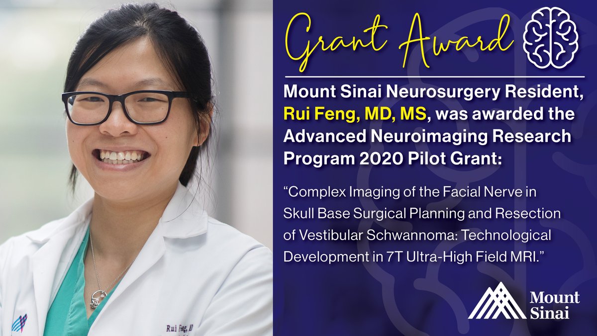 Mount Sinai Neurosurgery (@mountsinaineuro) on Twitter photo Congrats to <a href="/NeurosurgSinai/">Mt Sinai Neurosurg Residents</a> resident Dr Rui Feng; recipient of the #ANRP Pilot Grant for her #medtech research in the imaging of the #facialnerve in #skullbase surgical planning & resection of vestibular schwannoma! <a href="/BMEIIsinai/">BioMedical Engineering and Imaging Institute</a> <a href="/SinaiBrain/">Friedman Brain Institute</a> <a href="/IcahnMountSinai/">Icahn School of Medicine at Mount Sinai</a> #7TMRI <a href="/neurosurgery/">Neurosurgery</a> Congrats to <a href="/NeurosurgSinai/">Mt Sinai Neurosurg Residents</a> resident Dr Rui Feng; recipient of the #ANRP Pilot Grant for her #medtech research in the imaging of the #facialnerve in #skullbase surgical planning & resection of vestibular schwannoma! <a href="/BMEIIsinai/">BioMedical Engineering and Imaging Institute</a> <a href="/SinaiBrain/">Friedman Brain Institute</a> <a href="/IcahnMountSinai/">Icahn School of Medicine at Mount Sinai</a> #7TMRI <a href="/neurosurgery/">Neurosurgery</a>