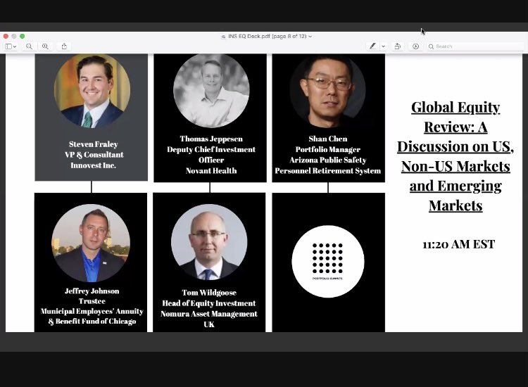 Great panel and talk on the “Global Equity Review: A Discussion on US, Non-US Markets and Emerging Markets” at the Portfolio Summits Institutional Equities Summit