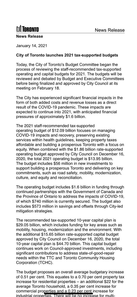 cityoftoronto's tweet image. #CityOfTO launches 2021 tax-supported budgets. The budgets will be reviewed and debated by Budget and Executive Committees before being finalized and approved by City Council at its meeting on February 18. News release: toronto.ca/news/city-of-t…