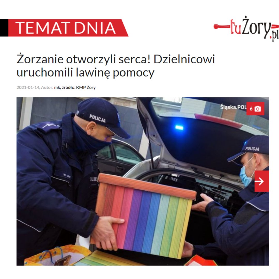 tuZory's tweet photo. Wspaniała akcja zainicjowana przez żorskich dzielnicowych. Gdy usłyszeli, że pewne dzieciaki nie znalazły w tym roku nic pod choinką, nie pozostali obojętni. Machina pomocy ruszyła, a jak się zakończyła..?
Przeczytajcie na https://t.co/fmElgwpf9o 
#żory #Policja @PolicjaSlaska https://t.co/XIpdTXZkn5