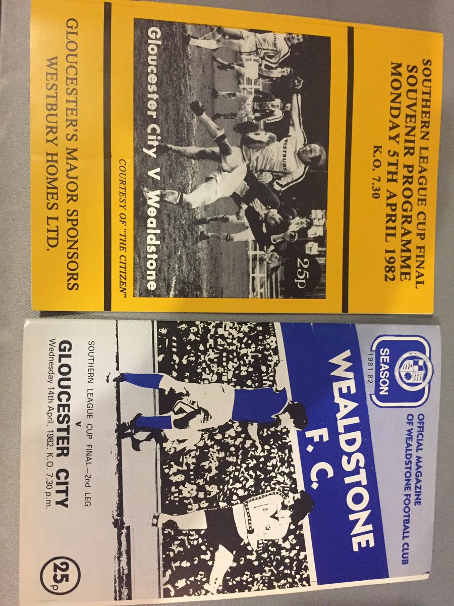 This Saturday once again @WealdstoneFC take on @GCAFCofficial which gave me the excuse to dig out the programmes from the 1982 Southern League Cup Final. A certain @TheStuartPearce scoring the winner for Stones in the first leg.