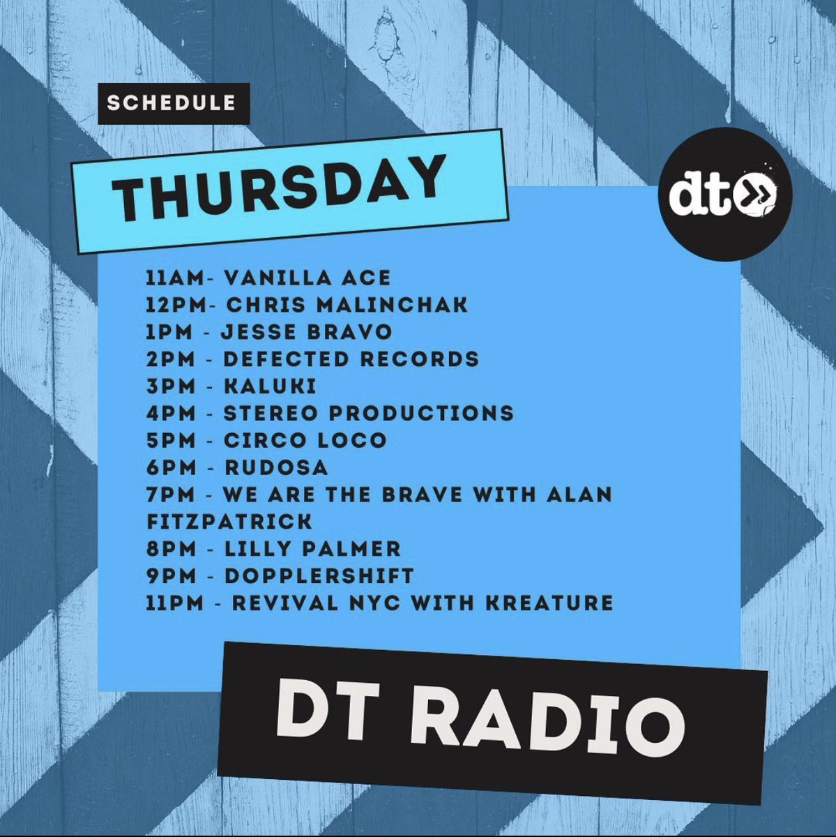 JesseBravoMusic's tweet photo. Check out @datatrans stacked line up for today! I’m up right before the @DefectedRecords team 🤟🏼 https://t.co/zyS3Y7ylkW