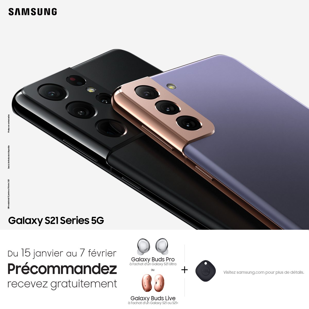 SamsungMaroc's tweet photo. Welcome to the every day epic !
Enfin dévoilée, la nouvelle série Galaxy S21 est là. Précommandez votre téléphone et profitez de notre offre.
Pour plus d'infos : https://t.co/nRYiil577z…/smartphones/galaxy-s21-5g/buy
#GalaxyS21 #GalaxyS21Ultra https://t.co/w4H9V4WNov