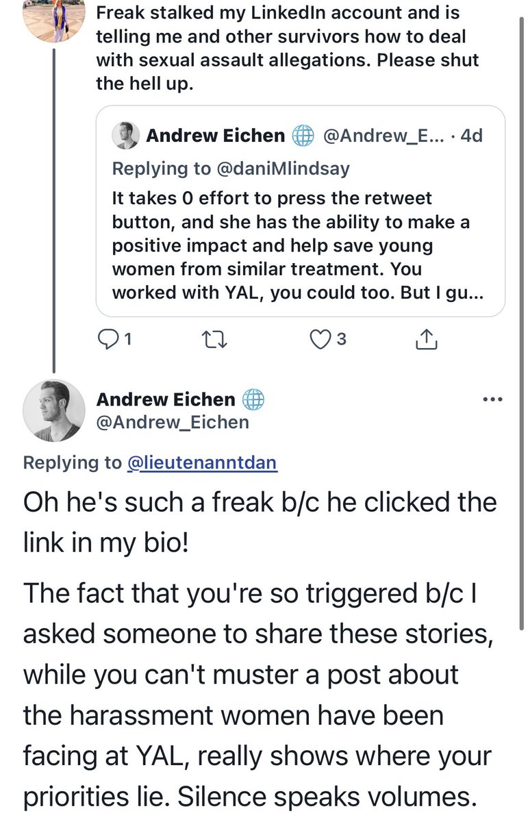 also just a side note, i should’ve added this one to the tweet above, but if you’re harassing women because in your opinion they’re not speaking out enough about men harassing women.. you should not double down by demanding victims participate in things that bring up trauma 