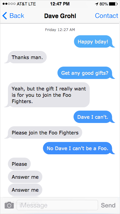 Tried to wish Dave Grohl a happy birthday and it went off the rails 