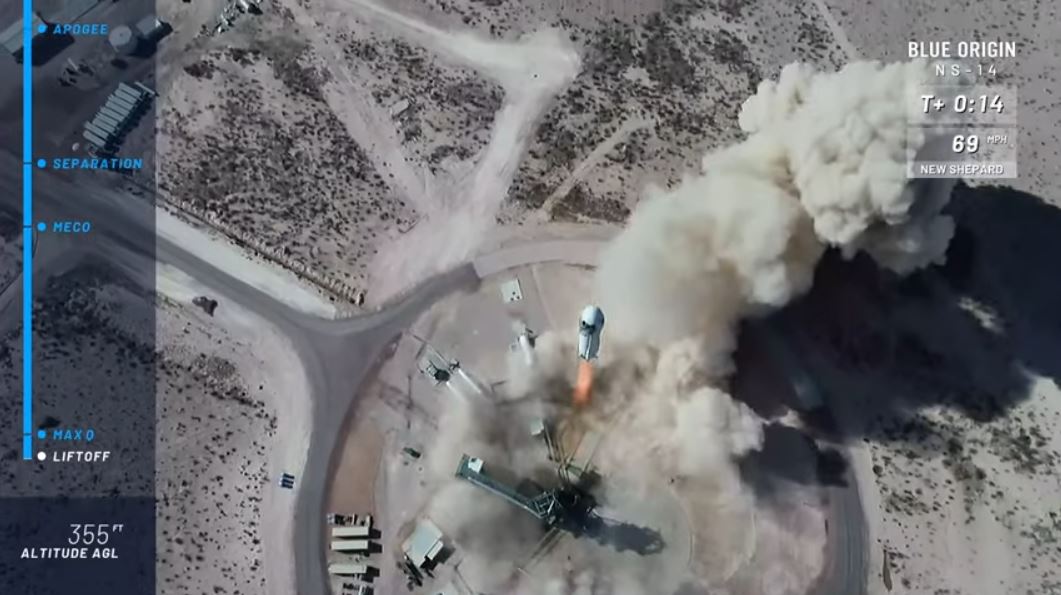dronelaws's tweet photo. Lots of fun watching the view of the @blueorigin #NewShepard launch today, filmed by DJI Inspire 2, M300 and Mavic Air 2 drones. https://t.co/HEq3tW3Gdb