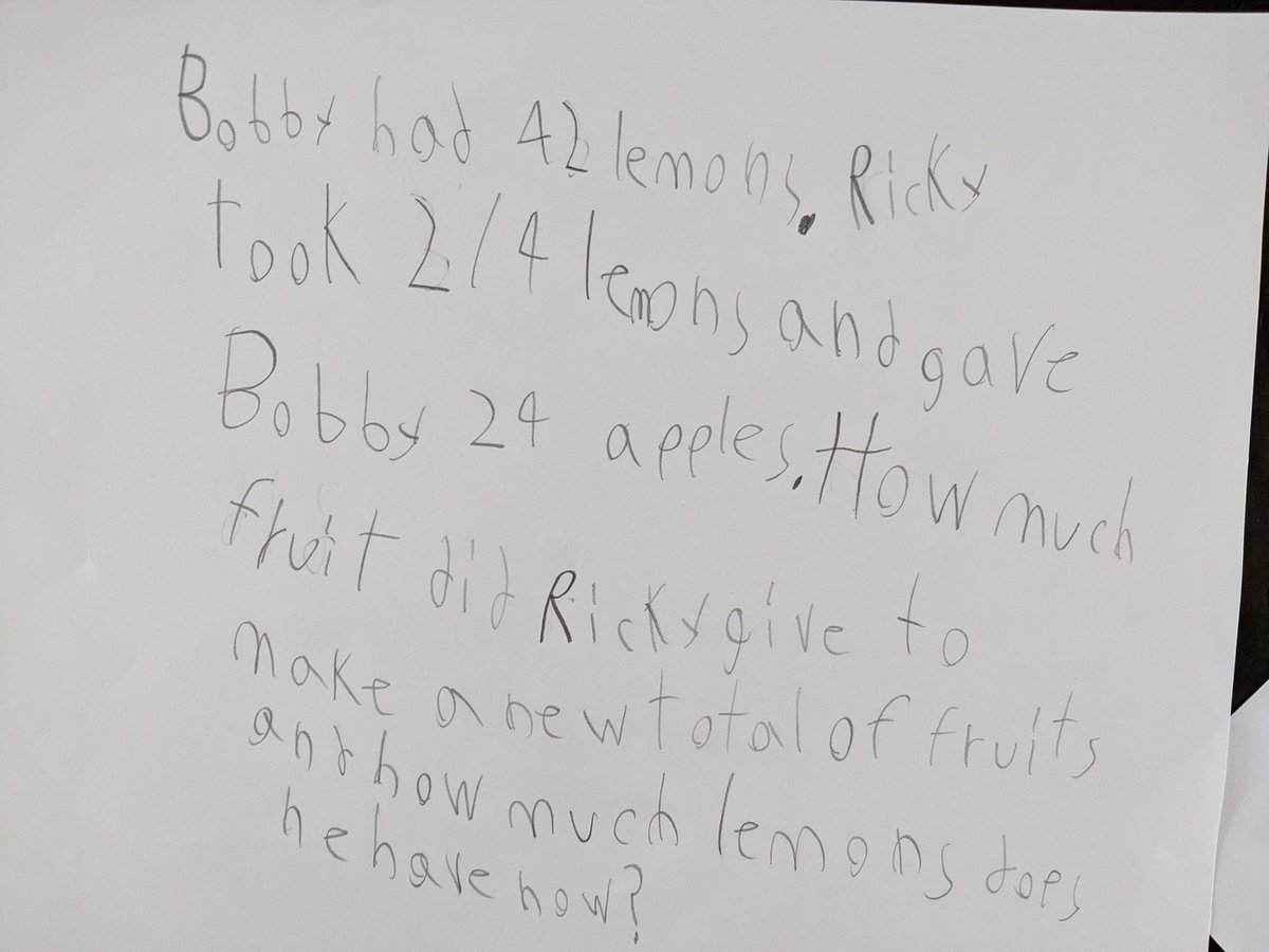 michellep129's tweet photo. Today's 2nd Grade Math - write a story problem for a family member to solve.
#dg58pride #kingsley58 #dg58learns
#mathkids #2ndgrade #pedrettitwins
@khurckes @ynoterdep
Katie's๐๐๐ and Josh's ๐๐๐ https://t.co/QaaDmja3ir