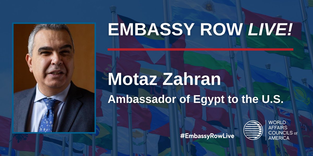 WACAmerica's tweet photo. #WACA is so pleased to have hosted Egyptian Ambassador Motaz Zahran this week for #EmbassyRowLive! You can view the discussion on WACA's YouTube here: https://t.co/c1CNc60NNj Thank you @EgyptEmbassyUSA for helping us coordinate this fantastic discussion! https://t.co/W3fMvIvmca