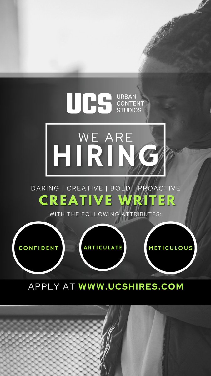 UrbanContent_'s tweet photo. UCS is making room for new talent that is CONFIDENT &amp; METICULOUS! 🧠
Bring your creative writing skills to our team as a Creative Writer! 📝🎨

Click the link in our bio to apply to our Creative Writer position!

 #nowhiring #creativeswanted #creativewriter https://t.co/pWmgYt6OyV