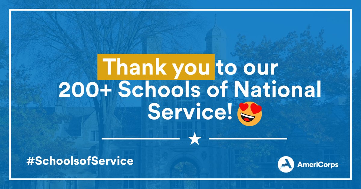 AmeriCorps's tweet photo. ICYMI: Last month 250+ colleges and universities committed to helping more #AmeriCorpsAlums access higher education! Hit #RT to join us in thanking them this #ThankfulThursday & grab a full recap of our virtual #SchoolsofService kick-off at: https://t.co/5Mg5UPVidN https://t.co/xsWtKHaKkj