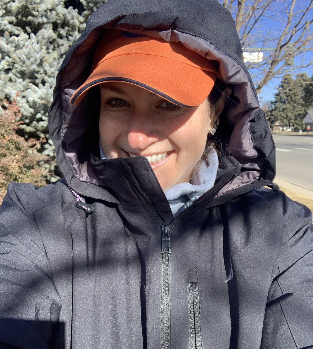 GarofaloWX's tweet photo. I might be smiling but I’m absolutely freezing today! What a difference a day makes...yesterday 60s today a wind chill of 20. Oh Colorado weather!! 🤣🤣#cowx #itscoldagain https://t.co/SyM9Zta3fL