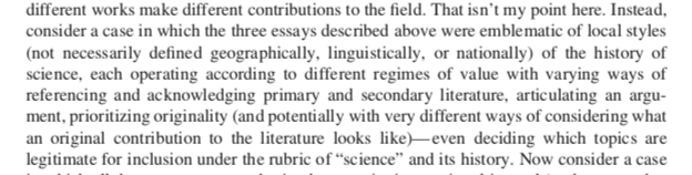 Returning to  @CarlaNappi's 2016 Isis essay, as she usefully breaks down these practices across several "local styles of historiography" and their respective regimes of proof, evidence, value.