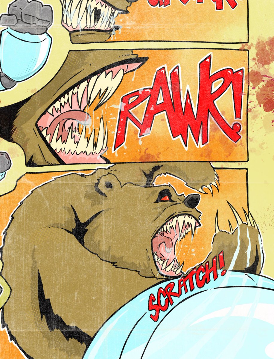 awakencomics's tweet photo. Some more from the upcoming To The Death! By ⁦@theaaronbig⁩ primo bear spit illustrations. #bears #comicbooks #drawing #procreate https://t.co/tY3abb2Kq9