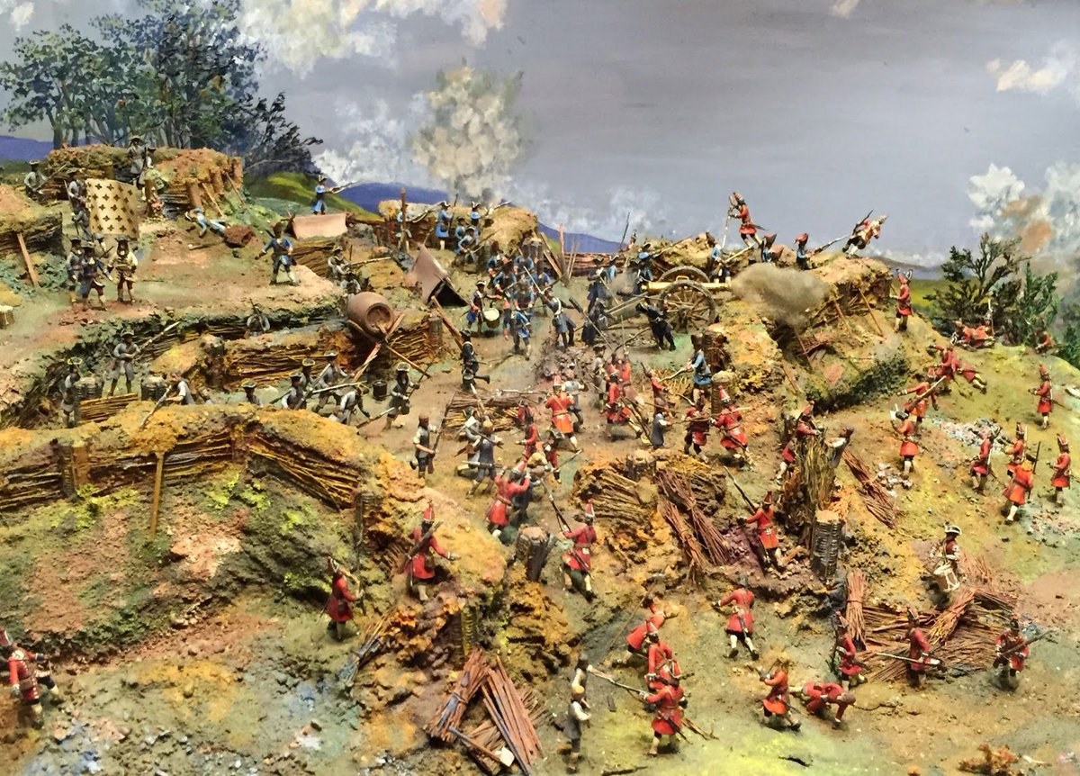 British and Dutch attacks were twice repulsed by murderous Franco-Bavarian musket fire and grenades, with many Allied officers falling at the head of their formations. These repulsed attacks did, however, draw soldiers from the Franco-Bavarian left.