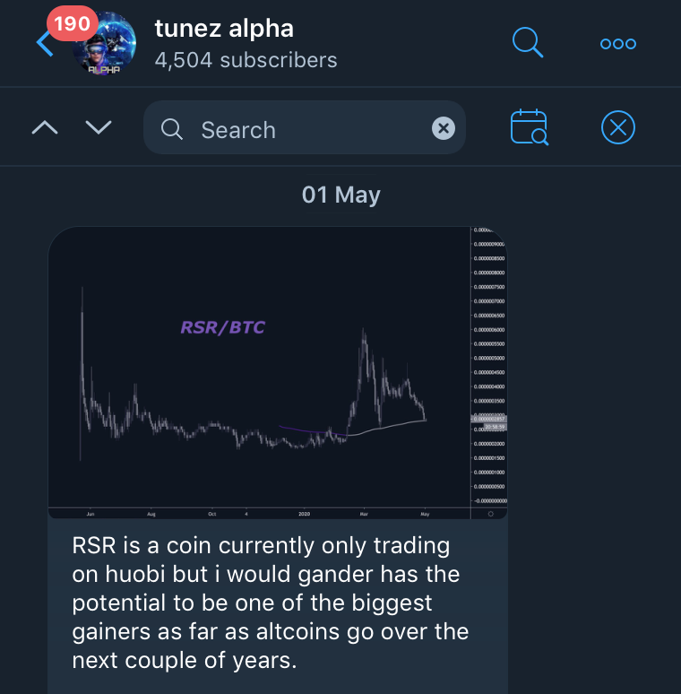 i've been a fan of  $RSR for a while now.back in May of 2020, after extensive research I was shilling this coin as "the potential to be one of the biggest gainers as far as altcoins go over the next couple of years."and then it went 20x