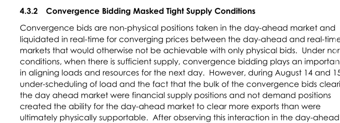 Their next stated issue is stated to be with convergence (known as virtual or inc/dec in other markets) bidding. This plus the last section really started to get me to think the CAISO doesn’t have the strongest grasp on the purpose of a number of their market mechanisms.