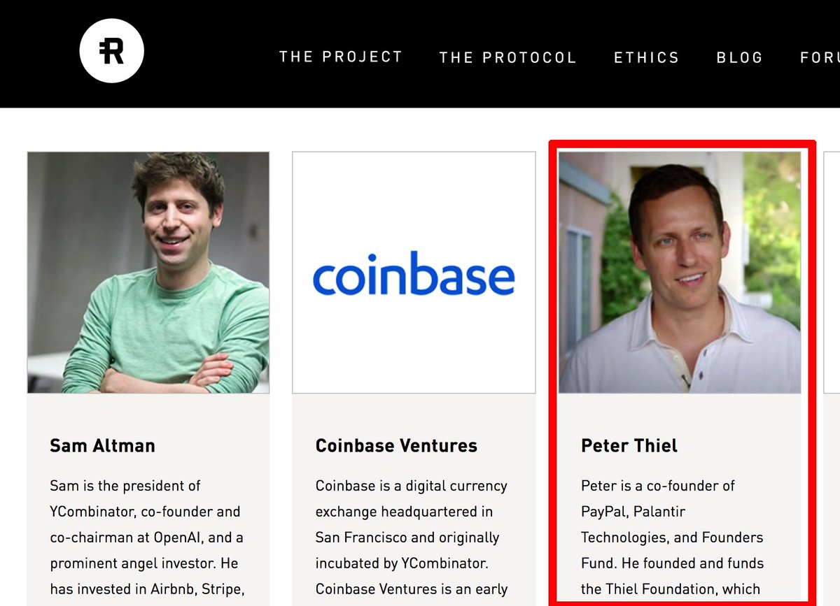 there are a lot of coins with promising futures, but few as promising as  $RSR.and if you don't believe me, believe co-founder of paypal, the very first outside investor in facebook, and now  $RSR angel investor Peter Thiel.