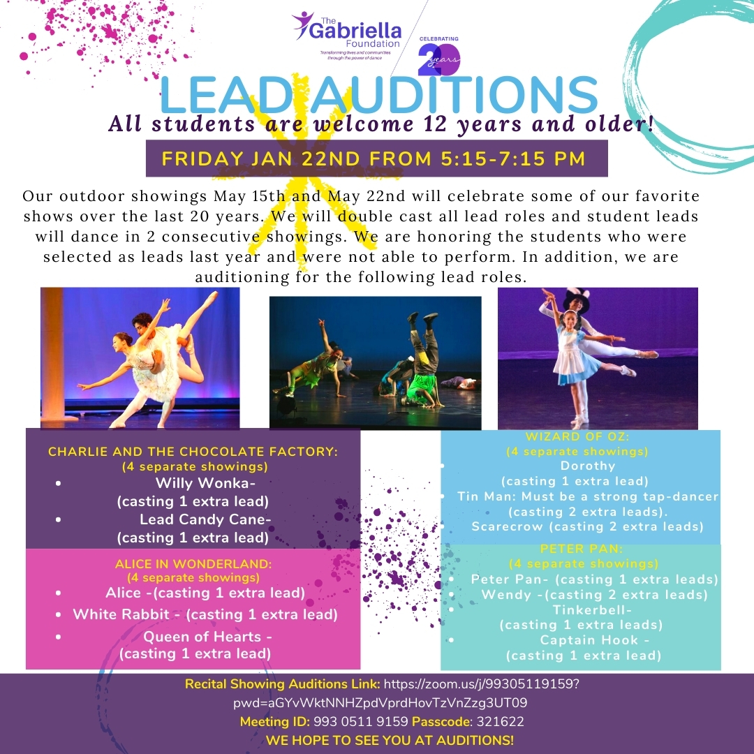 everybodydancLA's tweet photo. Are you ready to take your dance experience to the next level? Lead auditions are next Friday, Jan 22nd! Make sure to check the flyer for more details 😍  We will be double casting leads for 4 productions!! https://t.co/6B9RLVDCH4
