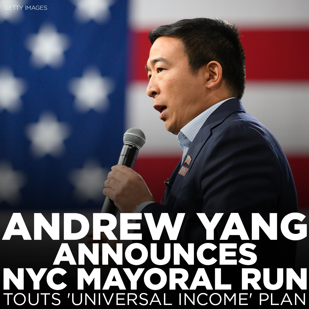 ABC7NY's tweet photo. Former Democratic presidential candidate Andrew Yang announced he is running for mayor of New York City. He hopes to replace outgoing Mayor Bill de Blasio with a bold plan for universal basic income for the poor. 🇺🇸 https://t.co/6JW8n5pLFG https://t.co/J62yHcZt2A