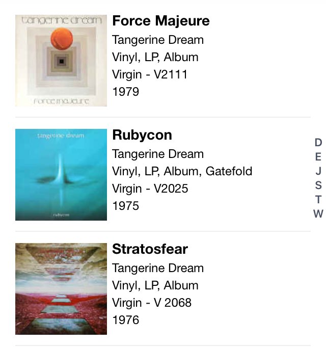 No.3 on the list is Phaedra by Tangerine Dream from 1974 - I have this already on vinyl (for some reason not cataloged on Discogs) but haven’t listened for awhile. Going to dig it out tomorrow. I have these too 7/