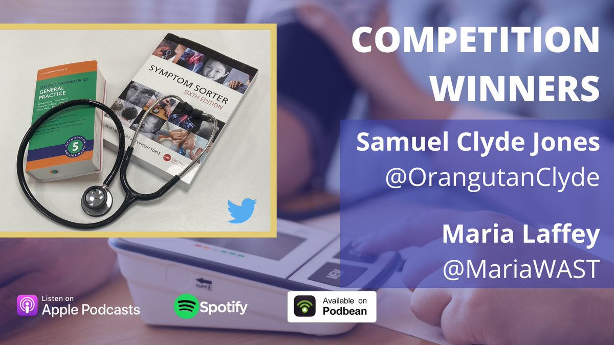 Thank you to all who had taken part in this week's <a href="/PrimaryCarePOD/">Primary Care Practitioner Podcast</a> competition, sponsored by <a href="/cpdme/">CPDme Portfolio Building Made Easy</a>! We hope you enjoyed our latest podcast too. 

We are pleased to announce the two winners... huge congratulations to <a href="/OrangutanClyde/">Clyde</a> and <a href="/MariaWAST/">Maria Laffey</a>! 

We will DM you shortly... 
🙂