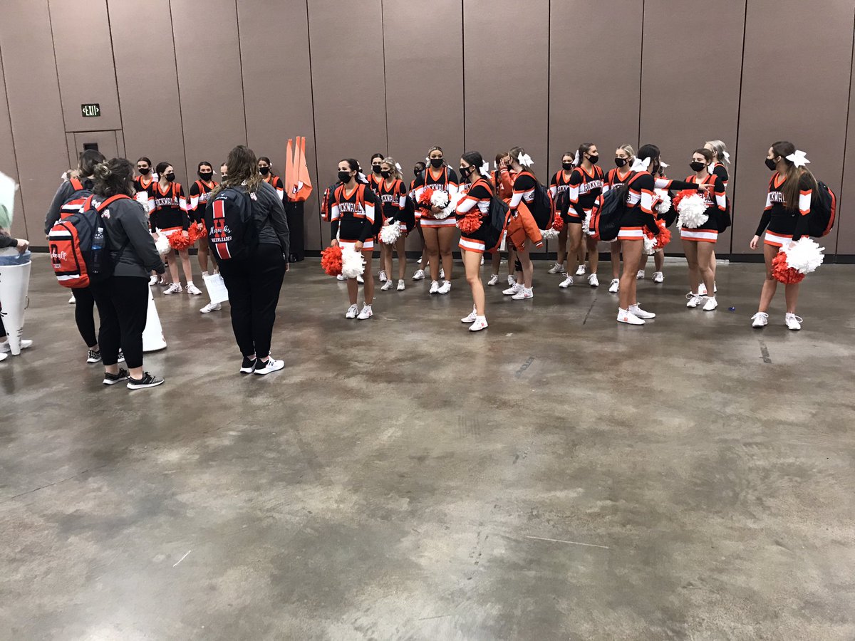 <a href="/Rockwall_HS/">RockwallHighSchool</a> Competitive Cheer Squad about to compete at UIL State Competition.  Lets go Jackets!!