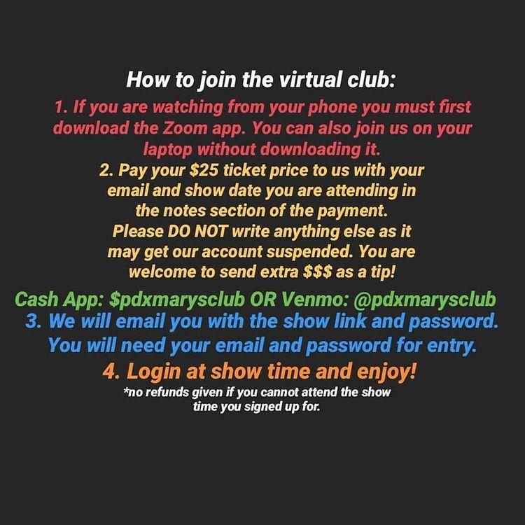 Missing seeing our gorgeousness in the club? Ive got the next best thing THIS SUNDAY, courtesy of @Marysclubpdx !
Check out the images to see how you can join in the fun! I promise it'll be out-of-this-world!!!