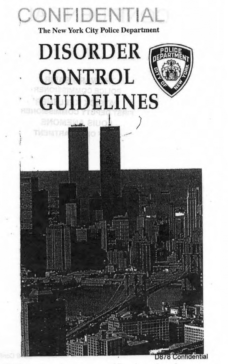 At least as of 2012, the NYPD's "Disorder Control Guidelines" - written in the 1990's - still formed the core around which most of the NYPD's crowd control and protest response policing related training were based. My guess is that not much has changed. https://www.dropbox.com/sh/y18selkhl3cc5mj/AADxX9R_n23jHlo8PA_ebn9Oa?dl=0&preview=Ex+37.pdf