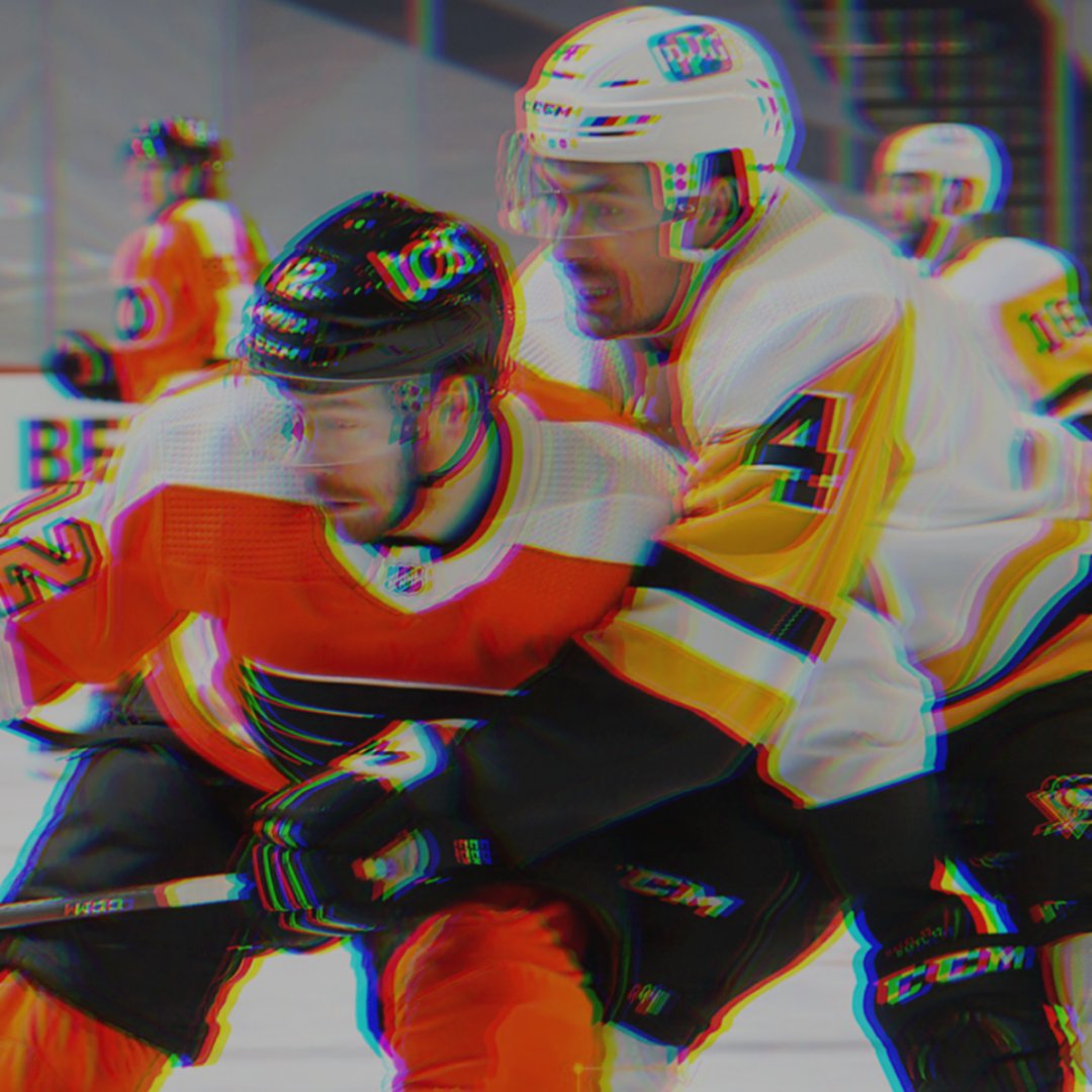 AskjaTech's tweet photo. Michael Raffl of the Philadelphia Flyers tied up by Pittsburgh Penguins defenceman Codi Ceci - both wearing our Helskore Skate Armour last night https://t.co/XVHIuKRW6b